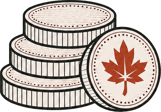 Maple Cairn logo: a stack of coins with a maple leaf